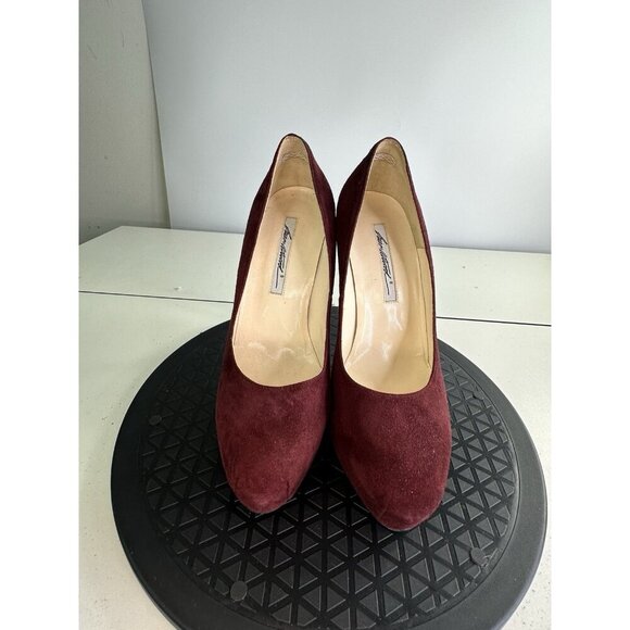 Brian Atwood POWER Burgundy Suede Platform Pumps Shoes Heels 38 / 7.5 US - Picture 5 of 10